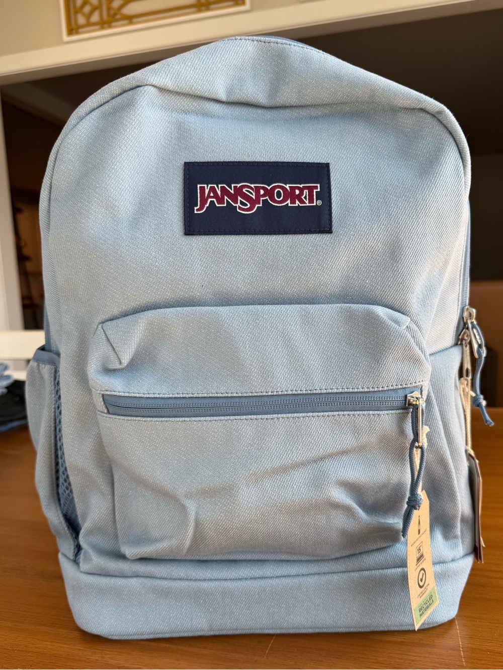 JanSport denim Cross Town Remix 17” Backpack